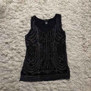 89th & Madison Black and Silver Tank Top Size M